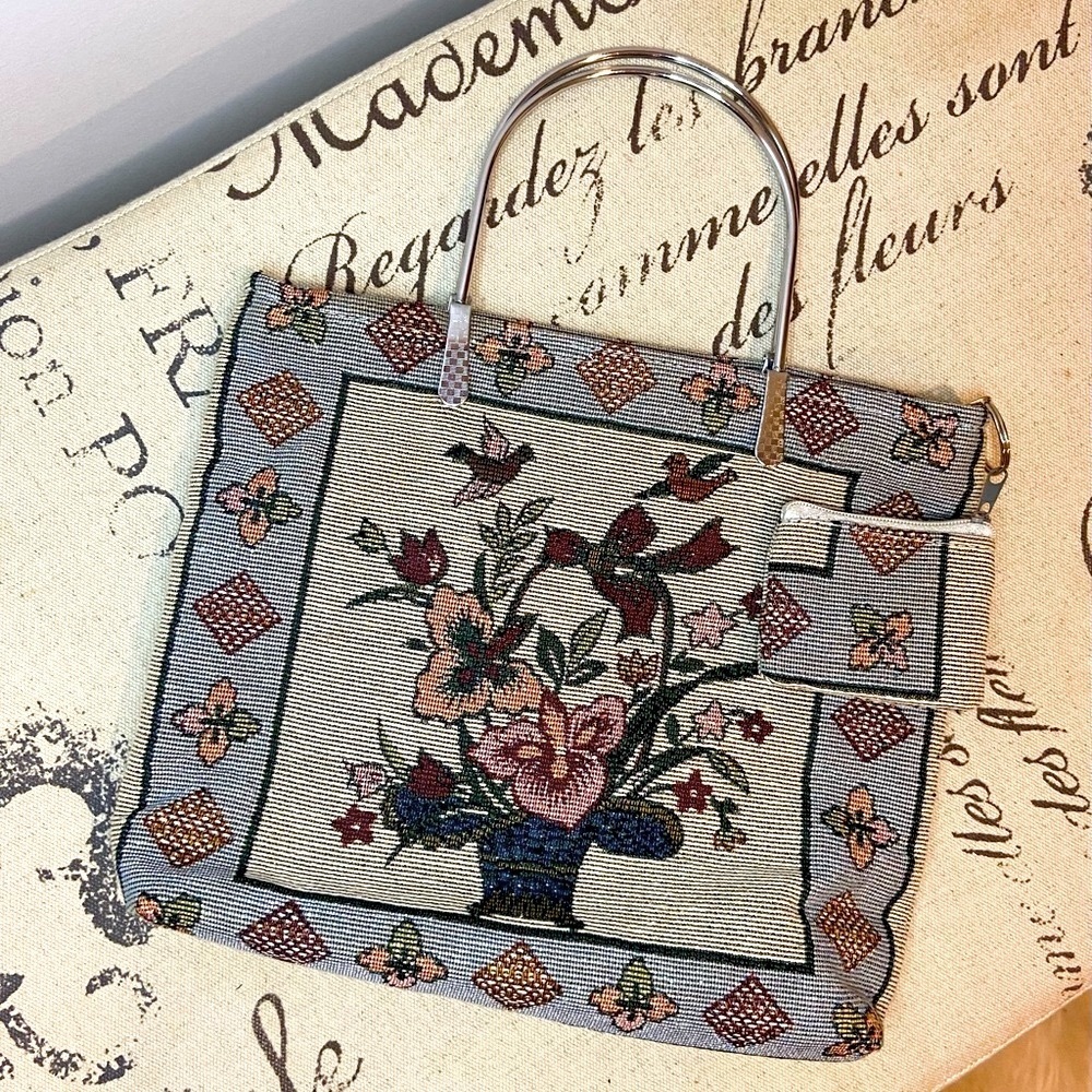 Vintage Flower Embroidered Small Handbag Purse